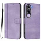 For vivo V40 Lite 4G IDN / Y300 5G IDN Line Splicing Buckle Retro Leather Phone Case(Purple) - 2