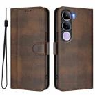 For vivo V40 Lite 4G IDN / Y300 5G IDN Line Splicing Buckle Retro Leather Phone Case(Brown) - 2