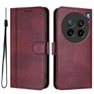 For vivo X200s 5G Line Splicing Buckle Retro Leather Phone Case(Wine Red) - 2