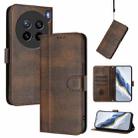For vivo X200s 5G Line Splicing Buckle Retro Leather Phone Case(Brown) - 1