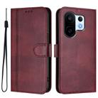 For vivo S30 Pro mini Line Splicing Buckle Retro Leather Phone Case(Wine Red) - 2