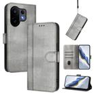 For vivo S30 Line Splicing Buckle Retro Leather Phone Case(Grey) - 1