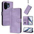 For vivo S30 Line Splicing Buckle Retro Leather Phone Case(Purple) - 1