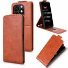 For itel Zeno 10 Magnetic Vertical Flip Leather Phone Case with Buckle(Brown) - 1