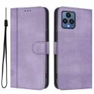For T-Mobile REVVL 6 5G / REVVL 6x Line Splicing Buckle Retro Leather Phone Case(Purple) - 2