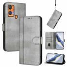 For Oukitel C33 Line Splicing Buckle Retro Leather Phone Case(Grey) - 1