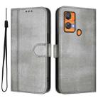 For Oukitel C33 Line Splicing Buckle Retro Leather Phone Case(Grey) - 2