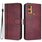 For Oukitel C33 Line Splicing Buckle Retro Leather Phone Case(Wine Red) - 2