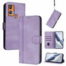 For Oukitel C33 Line Splicing Buckle Retro Leather Phone Case(Purple) - 1
