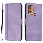 For Oukitel C33 Line Splicing Buckle Retro Leather Phone Case(Purple) - 2