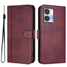 For Oukitel C35 Line Splicing Buckle Retro Leather Phone Case(Wine Red) - 2
