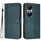 For Oukitel C38 Line Splicing Buckle Retro Leather Phone Case(Dark Green) - 2