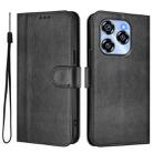 For Oukitel C50 Line Splicing Buckle Retro Leather Phone Case(Black) - 2