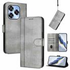 For Oukitel C50 Line Splicing Buckle Retro Leather Phone Case(Grey) - 1