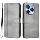 For Oukitel C50 Line Splicing Buckle Retro Leather Phone Case(Grey) - 2