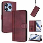 For Oukitel C50 Line Splicing Buckle Retro Leather Phone Case(Wine Red) - 1
