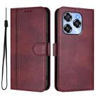 For Oukitel C50 Line Splicing Buckle Retro Leather Phone Case(Wine Red) - 2