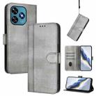For Oukitel C51 Line Splicing Buckle Retro Leather Phone Case(Grey) - 1