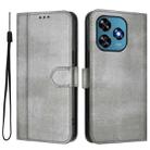 For Oukitel C51 Line Splicing Buckle Retro Leather Phone Case(Grey) - 2