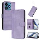 For Oukitel C51 Line Splicing Buckle Retro Leather Phone Case(Purple) - 1