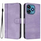 For Oukitel C51 Line Splicing Buckle Retro Leather Phone Case(Purple) - 2