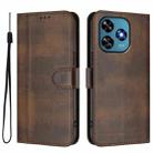 For Oukitel C51 Line Splicing Buckle Retro Leather Phone Case(Brown) - 2