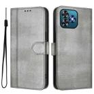 For Oukitel C53 Line Splicing Buckle Retro Leather Phone Case(Grey) - 2
