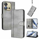 For Oukitel C57S / C57 Pro / Blu J12 Line Splicing Buckle Retro Leather Phone Case(Grey) - 1
