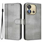 For Oukitel C57S / C57 Pro / Blu J12 Line Splicing Buckle Retro Leather Phone Case(Grey) - 2