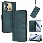 For Oukitel C57S / C57 Pro / Blu J12 Line Splicing Buckle Retro Leather Phone Case(Dark Green) - 1