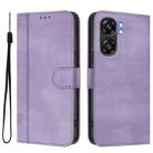 For Oukitel C58 / C58 Pro Line Splicing Buckle Retro Leather Phone Case(Purple) - 2