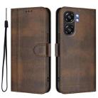 For Oukitel C58 / C58 Pro Line Splicing Buckle Retro Leather Phone Case(Brown) - 2