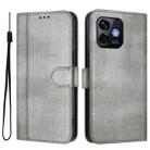 For Ulefone Note 16 Pro Line Splicing Buckle Retro Leather Phone Case(Grey) - 2