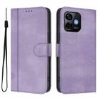 For Ulefone Note 16 Pro Line Splicing Buckle Retro Leather Phone Case(Purple) - 2
