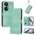 For Ulefone Note 17 Pro Line Splicing Buckle Retro Leather Phone Case(Mint Green) - 1