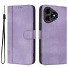 For Ulefone Note 19 Line Splicing Buckle Retro Leather Phone Case(Purple) - 2