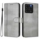 For Ulefone Note 20 Pro Line Splicing Buckle Retro Leather Phone Case(Grey) - 2
