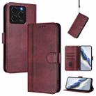For Ulefone Note 20 Pro Line Splicing Buckle Retro Leather Phone Case(Wine Red) - 1