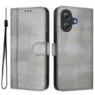 For Ulefone Note 21 Line Splicing Buckle Retro Leather Phone Case(Grey) - 2