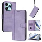For UMIDIGI A15 / A15C / A15T Line Splicing Buckle Retro Leather Phone Case(Purple) - 1