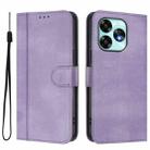 For UMIDIGI A15 / A15C / A15T Line Splicing Buckle Retro Leather Phone Case(Purple) - 2