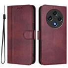 For UMIDIGI G100 Line Splicing Buckle Retro Leather Phone Case(Wine Red) - 2
