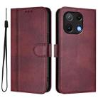 For UMIDIGI Note 90 Line Splicing Buckle Retro Leather Phone Case(Wine Red) - 2