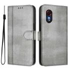 For Samsung Galaxy Xcover 5 Line Splicing Buckle Retro Leather Phone Case(Grey) - 2