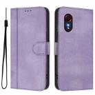 For Samsung Galaxy Xcover 5 Line Splicing Buckle Retro Leather Phone Case(Purple) - 2