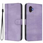 For Samsung Galaxy Xcover 6 Pro Line Splicing Buckle Retro Leather Phone Case(Purple) - 2