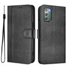 For Samsung Galaxy Note20 Line Splicing Buckle Retro Leather Phone Case(Black) - 2