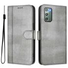 For Samsung Galaxy Note20 Line Splicing Buckle Retro Leather Phone Case(Grey) - 2