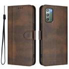 For Samsung Galaxy Note20 Line Splicing Buckle Retro Leather Phone Case(Brown) - 2