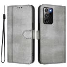 For Samsung Galaxy Note20 Ultra Line Splicing Buckle Retro Leather Phone Case(Grey) - 2